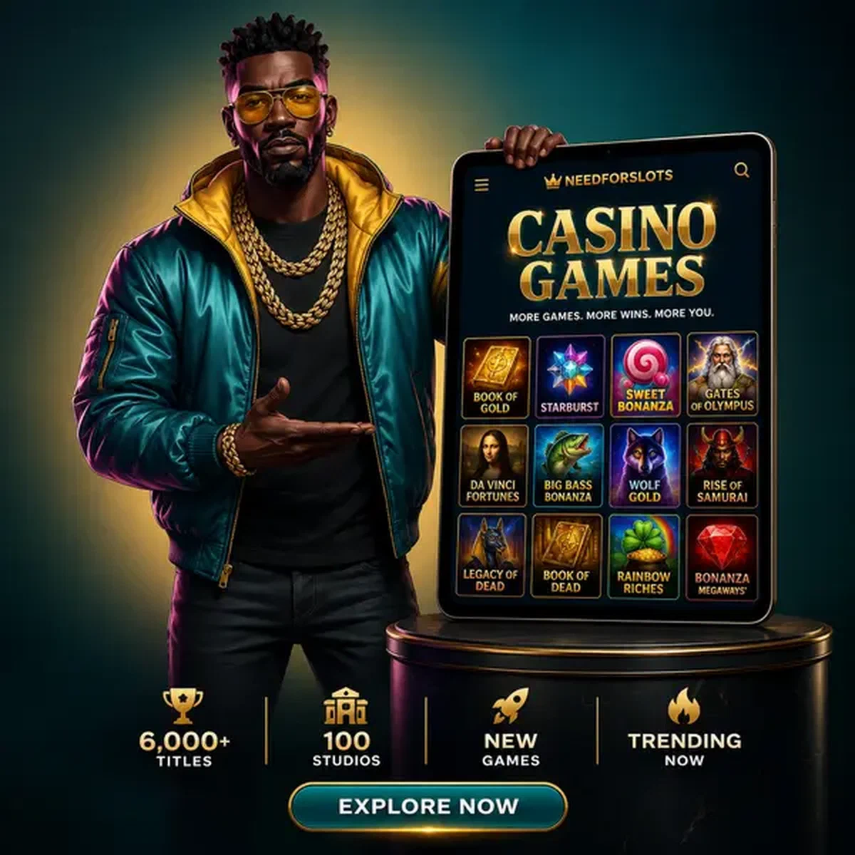 Player exploring vast game catalogue at Needforslots Casino tablet display