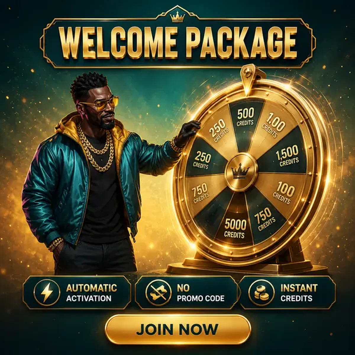 Player with glowing prize wheel ready to join Needforslots and claim instant rewards