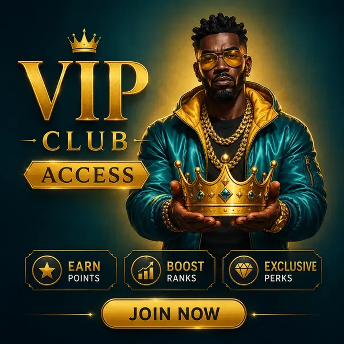 Confident VIP player presenting golden crown at Needforslots loyalty programme entrance